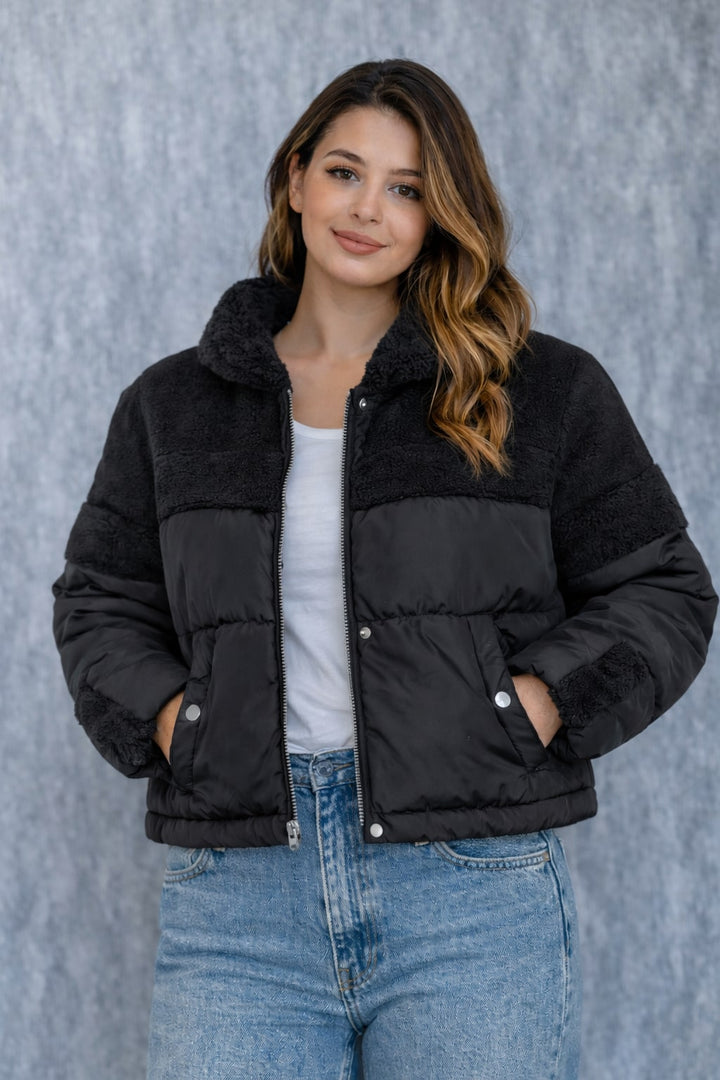 MPL Women's Shoulder Fur Padded Jacket 60577 - Tepalcatepec
