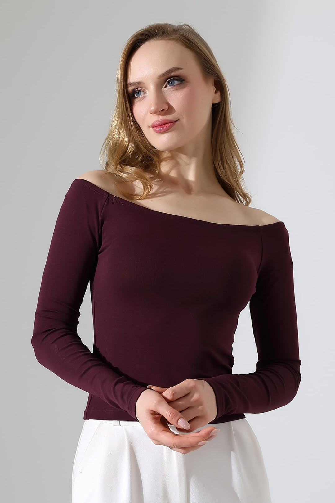 MPL Women's Boat Neck Long Sleeve Drop Shoulder Blouse 22141 - Littleton