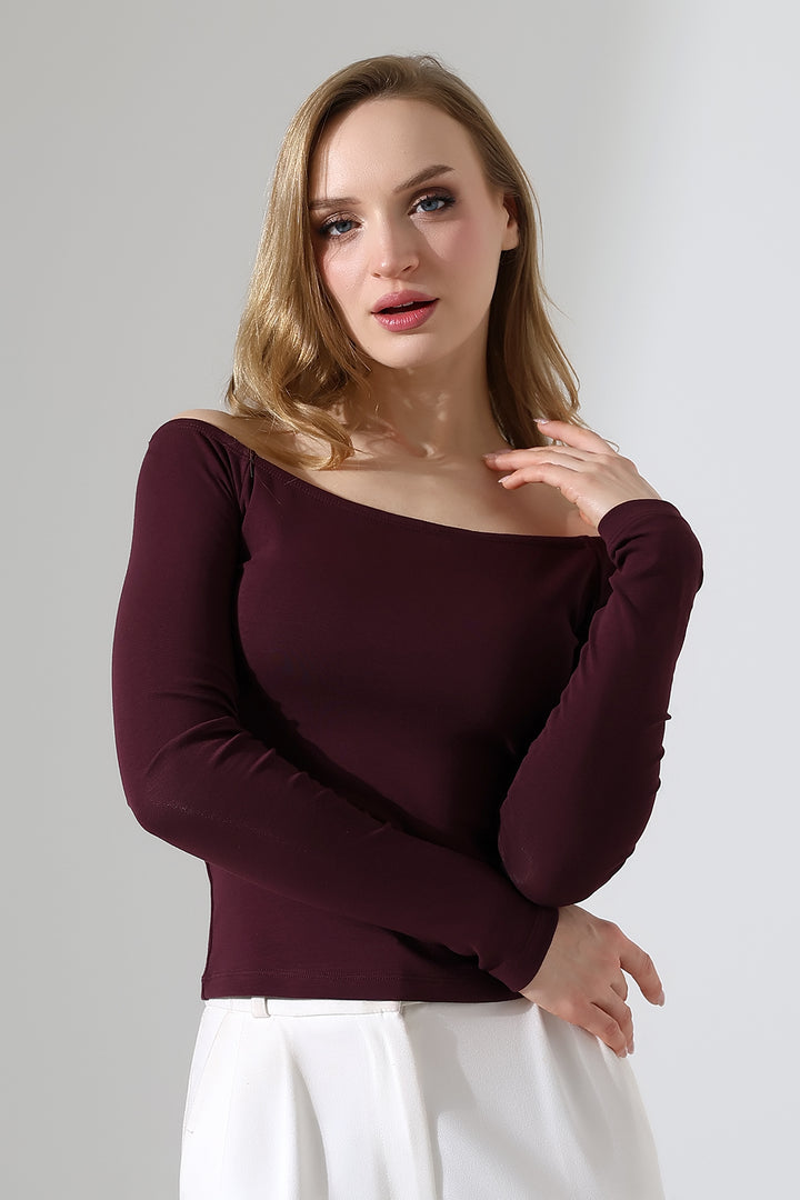 MPL Women's Boat Neck Long Sleeve Drop Shoulder Blouse 22141 - Littleton