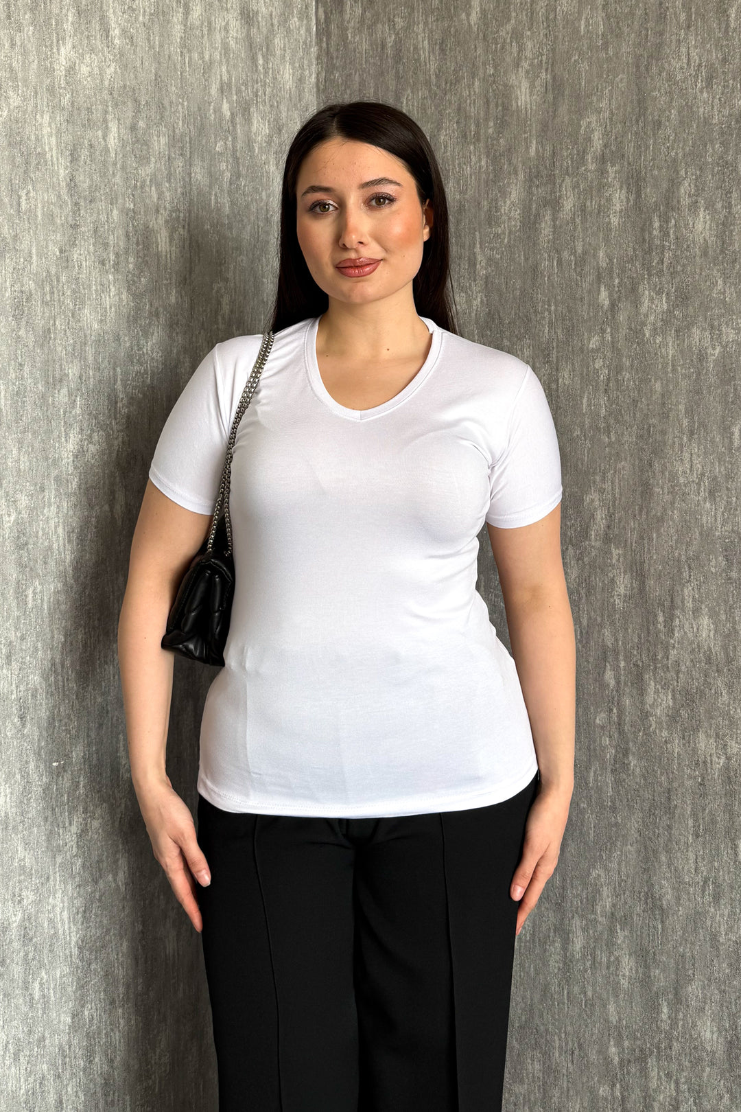 MPL Kadın V Yaka Kısa Kol Basic Body 829 - Sunrise Manor