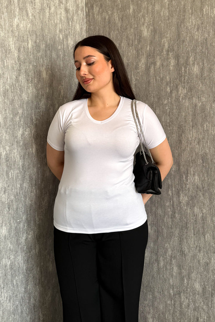 MPL Kadın V Yaka Kısa Kol Basic Body 829 - Sunrise Manor