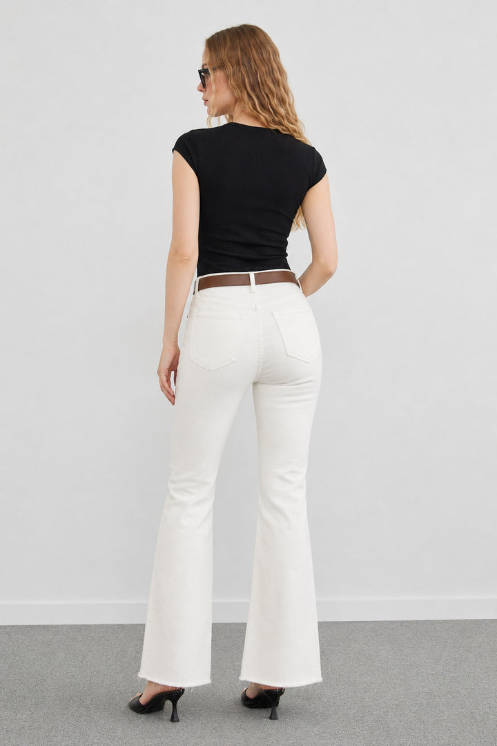 MPL Kadın Kemerli Kesik Paça Kot Pantolon 3047-20 - Plainfield