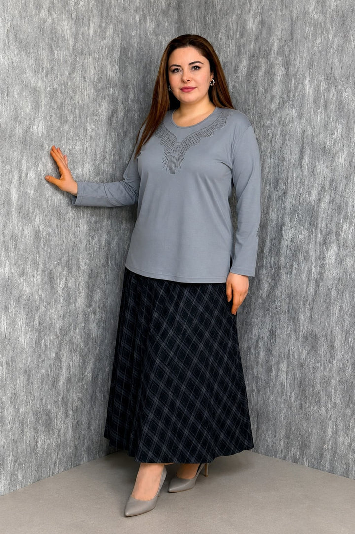 MPL Kadın Taşlı Nakışlı Anne Bluz 007 - Belleville