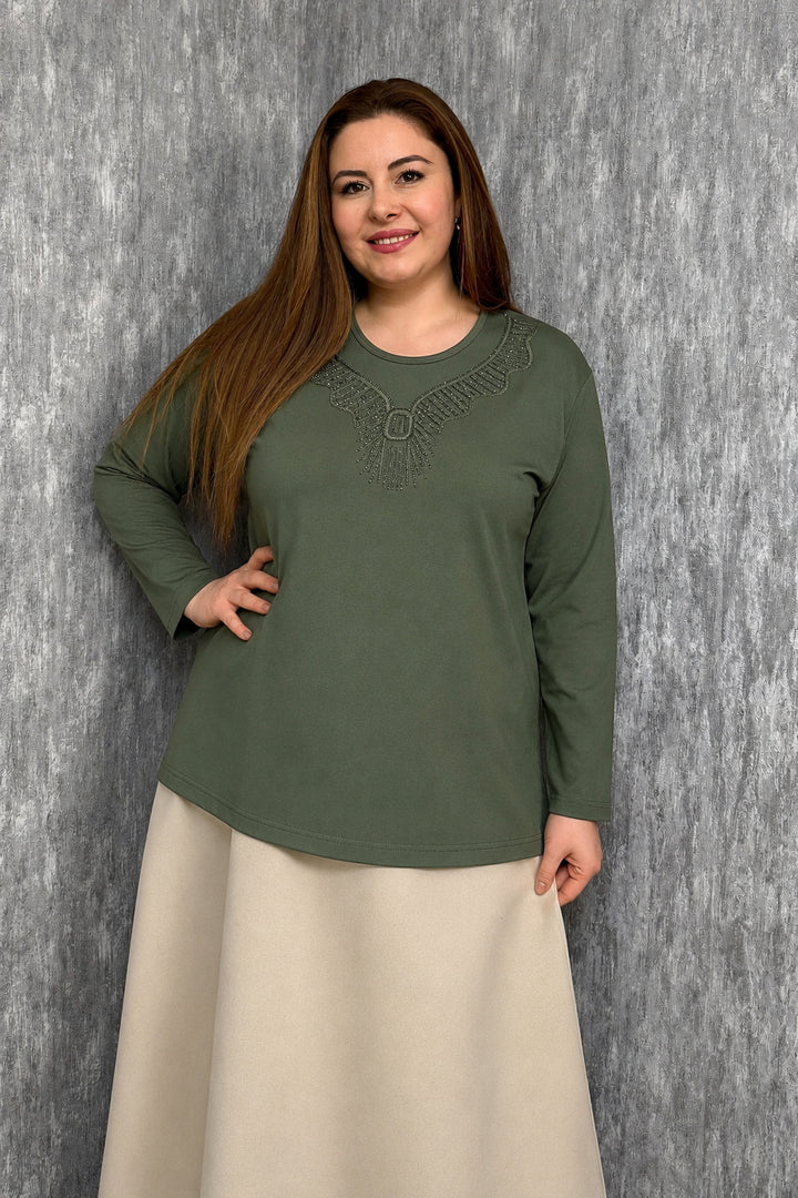 MPL Kadın Taşlı Nakışlı Anne Bluz 007 - Walnut Creek