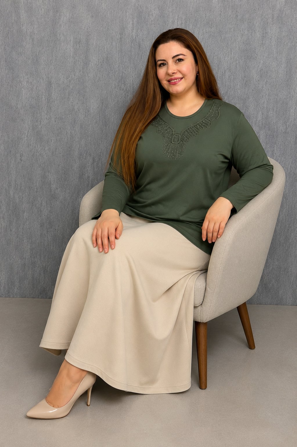 MPL Kadın Taşlı Nakışlı Anne Bluz 007 - Walnut Creek