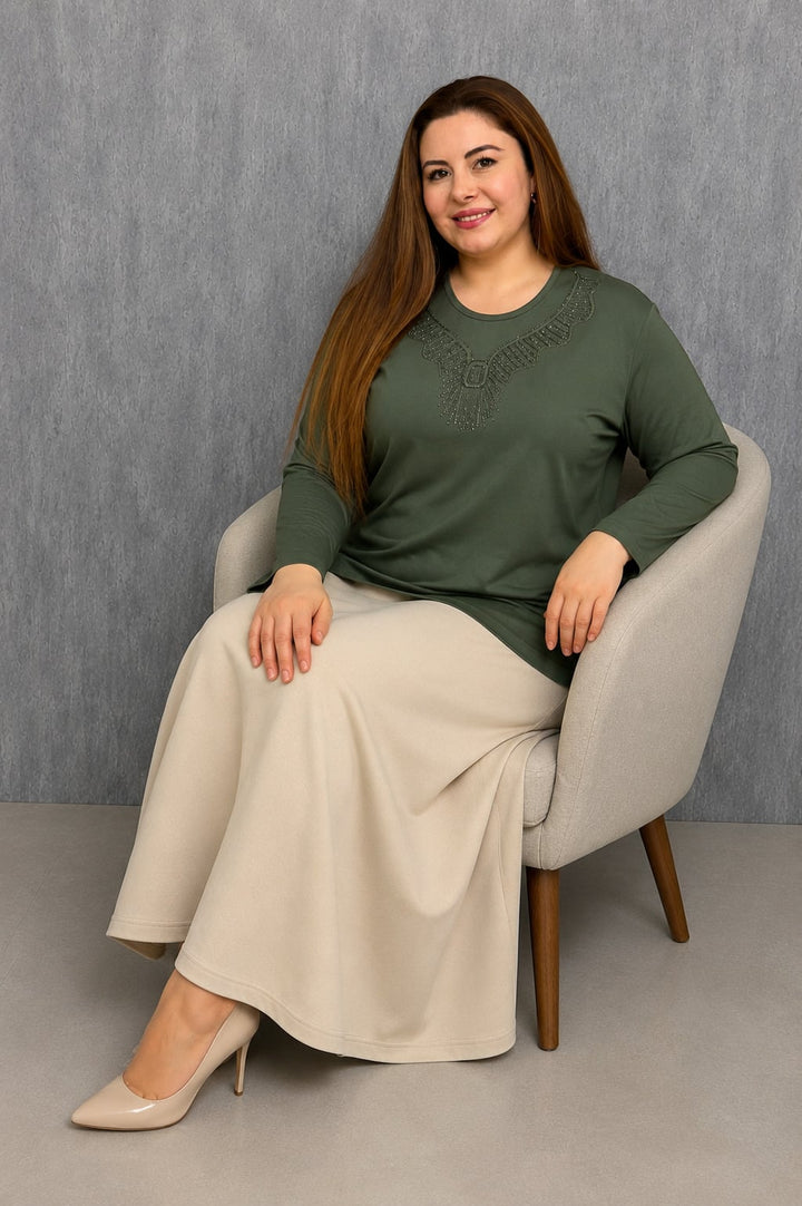 MPL Kadın Taşlı Nakışlı Anne Bluz 007 - Walnut Creek