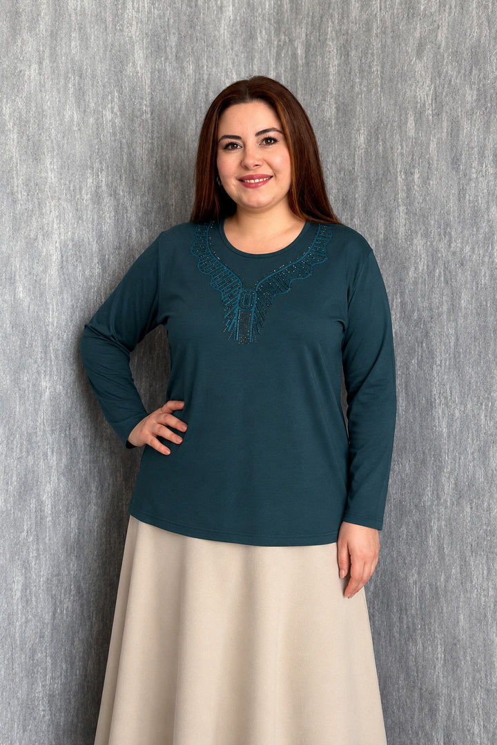MPL Kadın Taşlı Nakışlı Anne Bluz 007 - Winchester