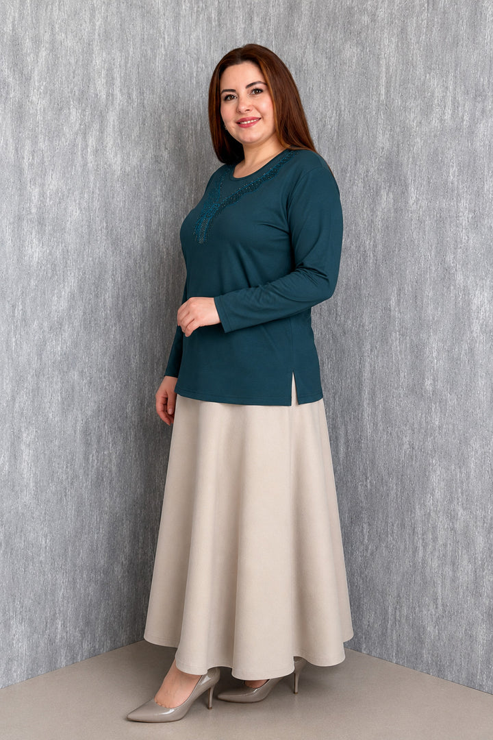 MPL Kadın Taşlı Nakışlı Anne Bluz 007 - Winchester