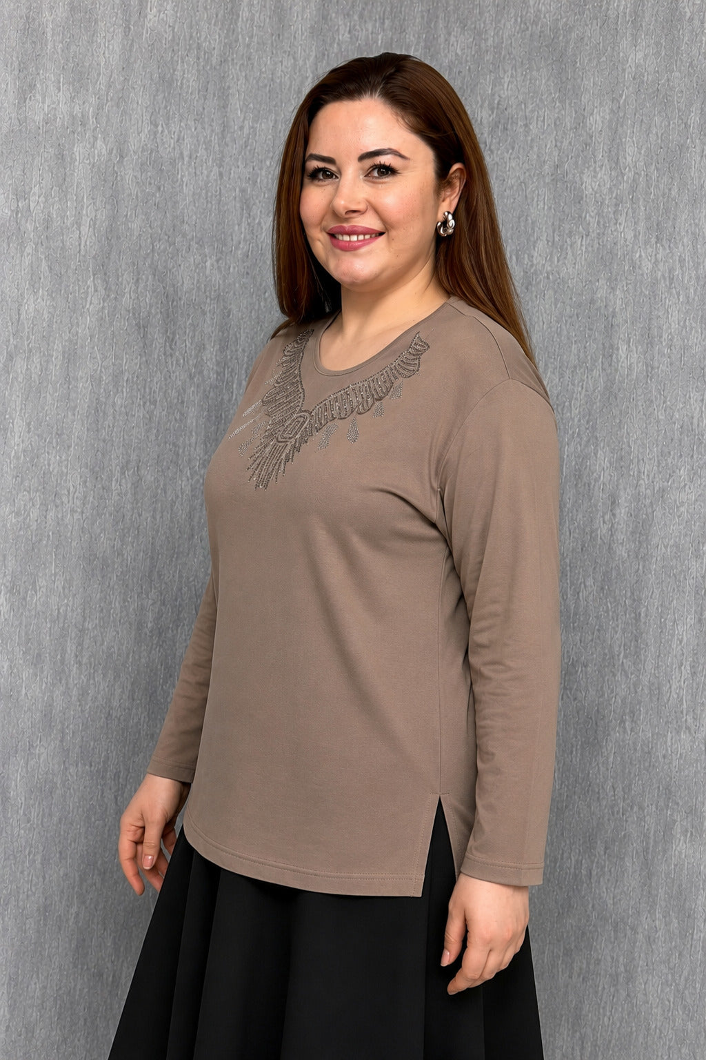 MPL Kadın Taşlı Nakışlı Anne Bluz 007 - Terracina