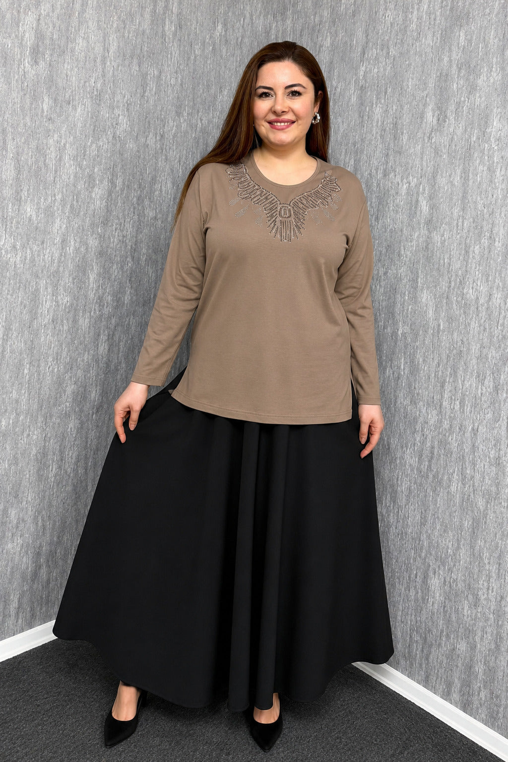 MPL Kadın Taşlı Nakışlı Anne Bluz 007 - Terracina
