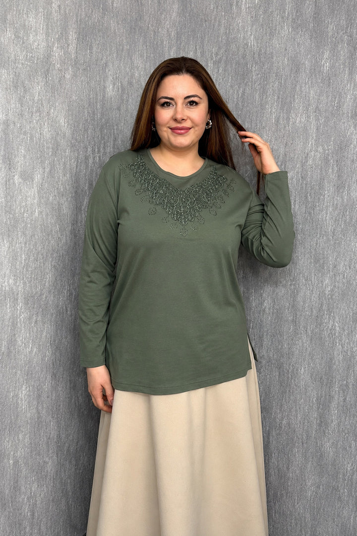 MPL Kadın Taşlı Nakışlı Anne Bluz 008 - Foggia