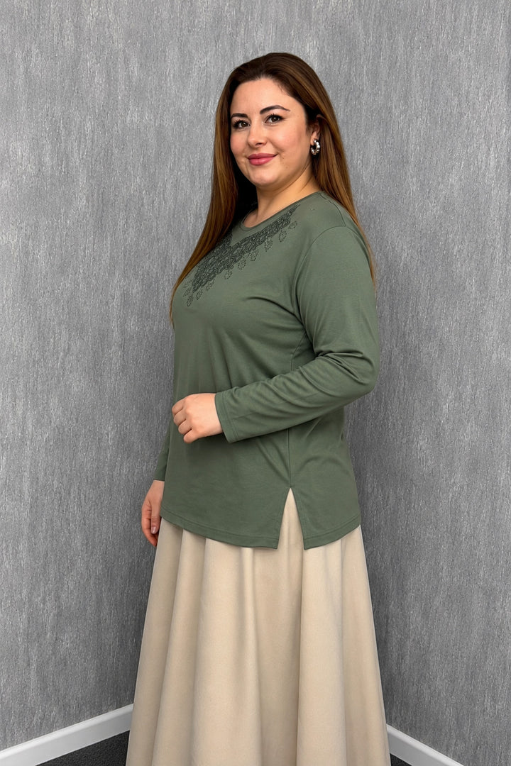MPL Kadın Taşlı Nakışlı Anne Bluz 008 - Foggia