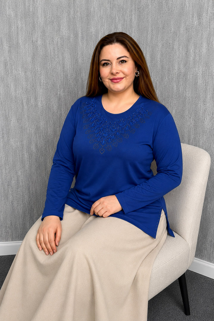 MPL Kadın Taşlı Nakışlı Anne Bluz 008 - Wembley