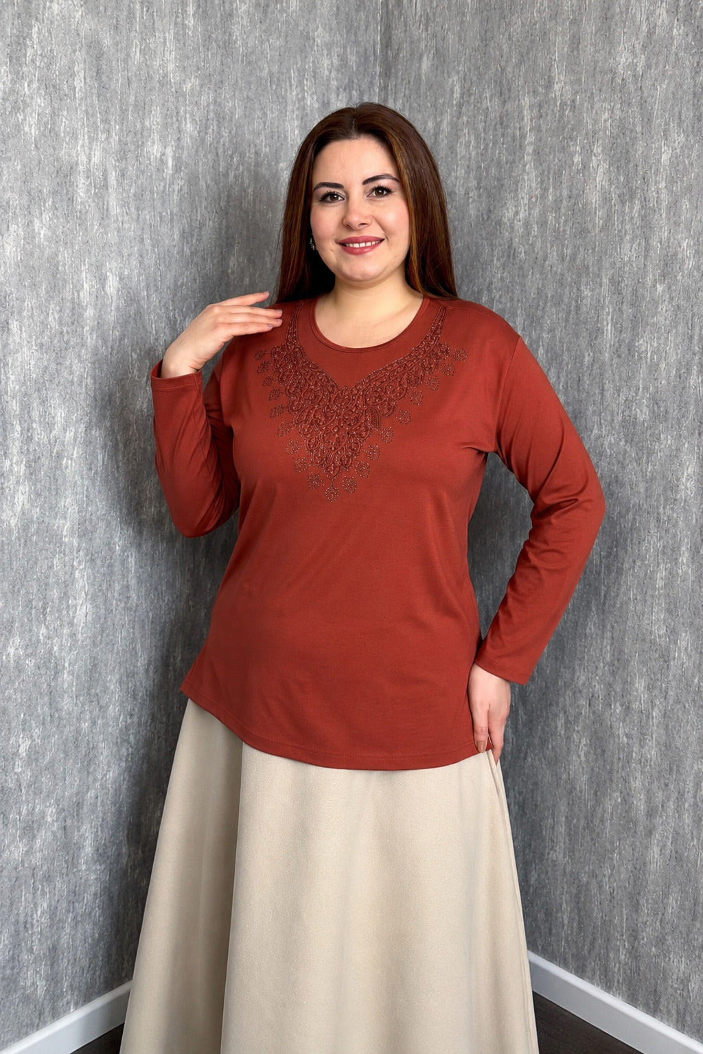 MPL Kadın Taşlı Nakışlı Anne Bluz 008 - North Highlands