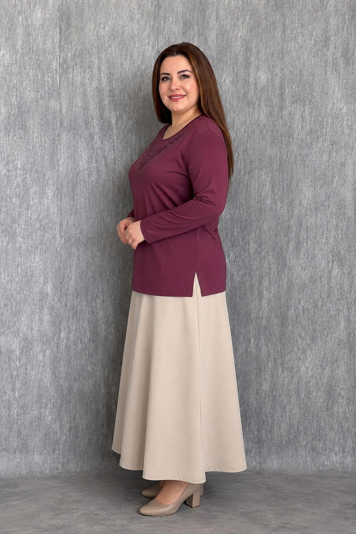 MPL Kadın Taşlı Nakışlı Anne Bluz 008 - Mannheim