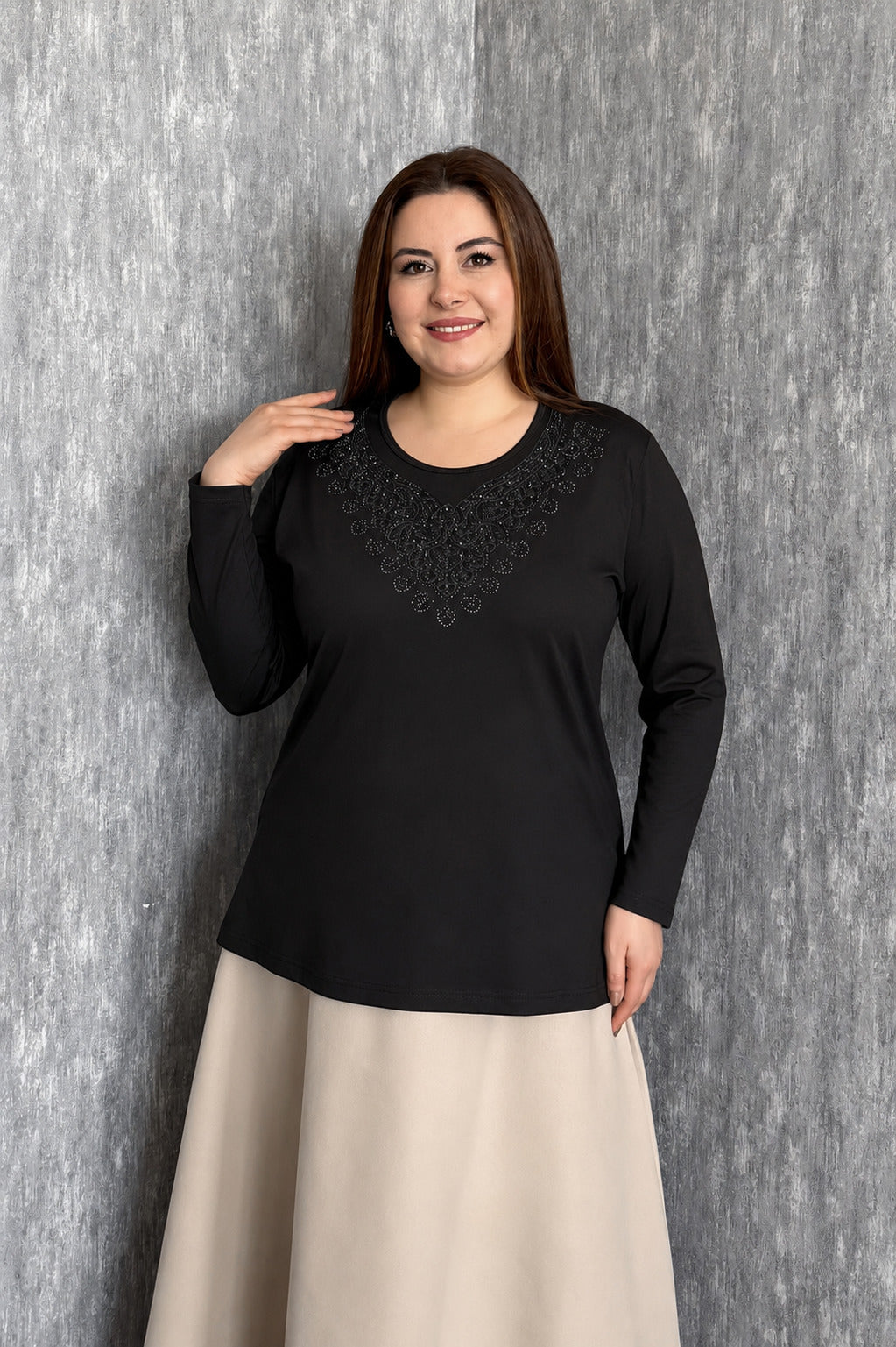 MPL Kadın Taşlı Nakışlı Anne Bluz 008 - Panevėžys