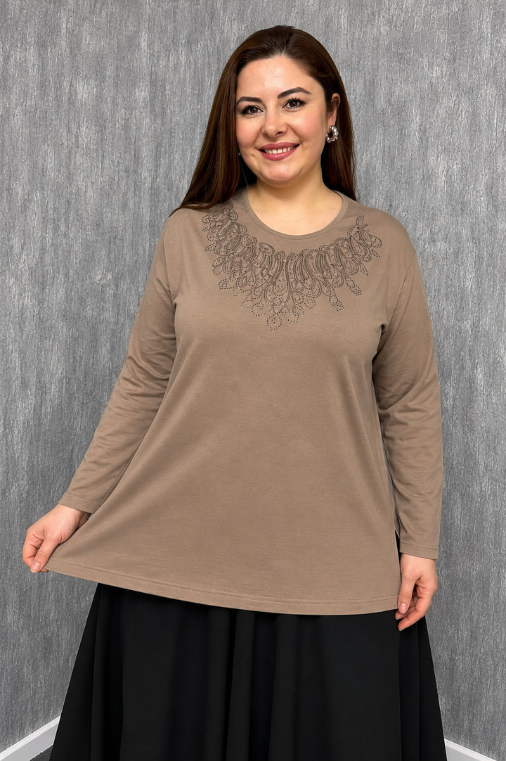 MPL Kadın Taşlı Nakışlı Anne Bluz 008 - Dundalk