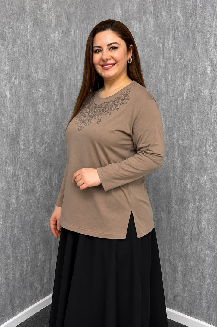 MPL Kadın Taşlı Nakışlı Anne Bluz 008 - Dundalk