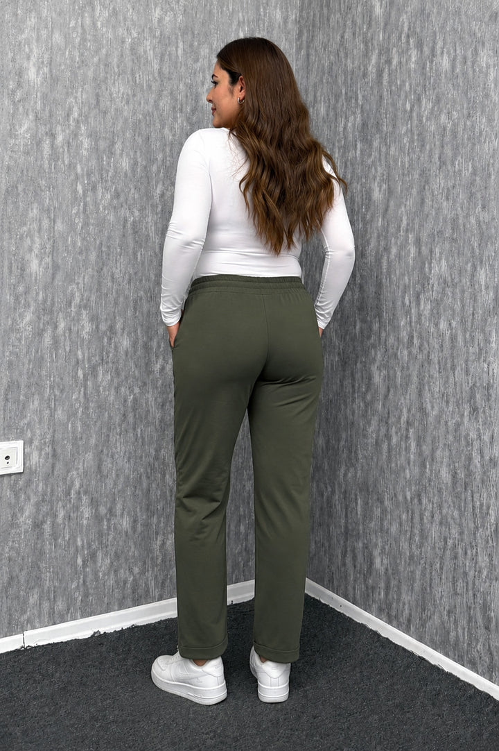 MPL Kadın Büyük Beden Paça Penslı Bilek Boy Modal Pantolon 7551 - Santa Pola