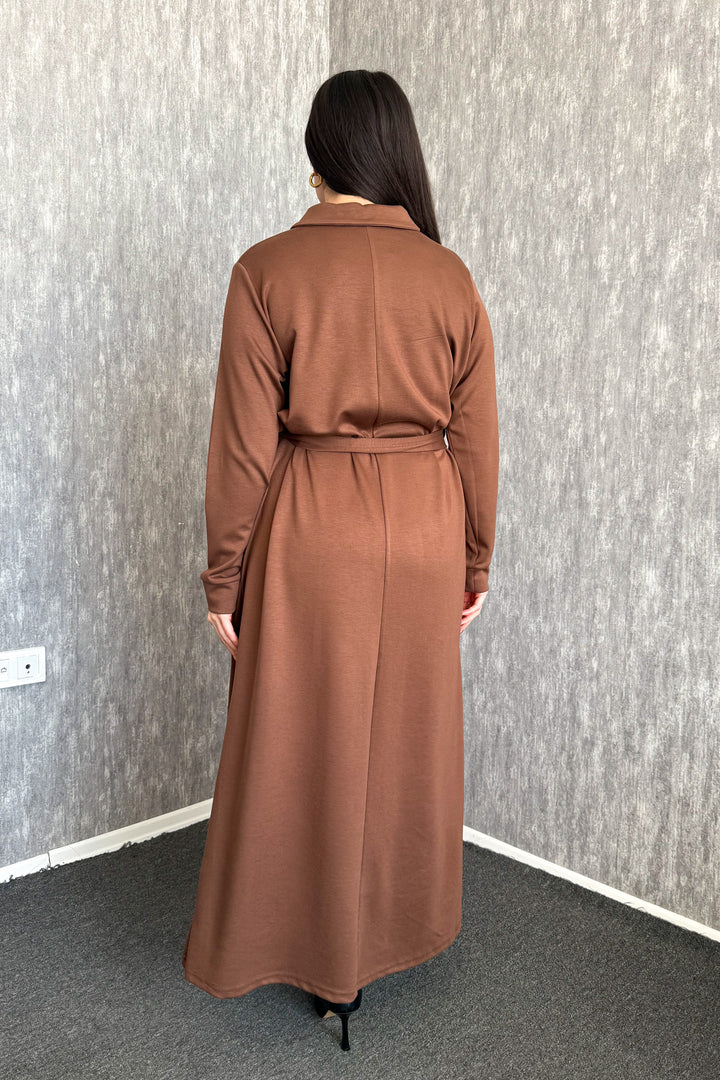 MPL Kadın Yaka Çıtçıtlı Kuşaklı Elbise 7586 - Seevetal