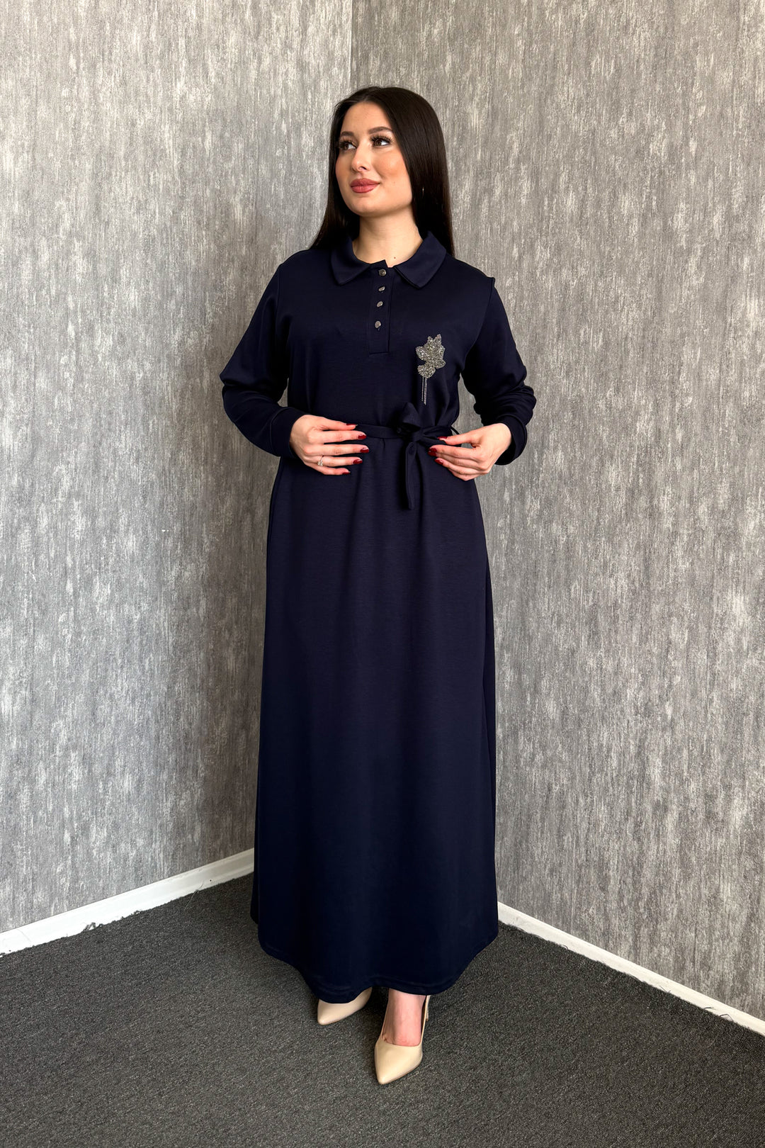 MPL Kadın Yaka Çıtçıtlı Kuşaklı Elbise 7586 - San Giorgio a Cremano