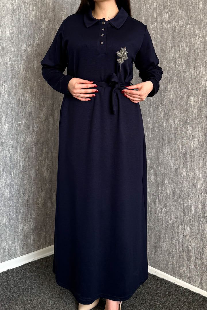 MPL Kadın Yaka Çıtçıtlı Kuşaklı Elbise 7586 - San Giorgio a Cremano