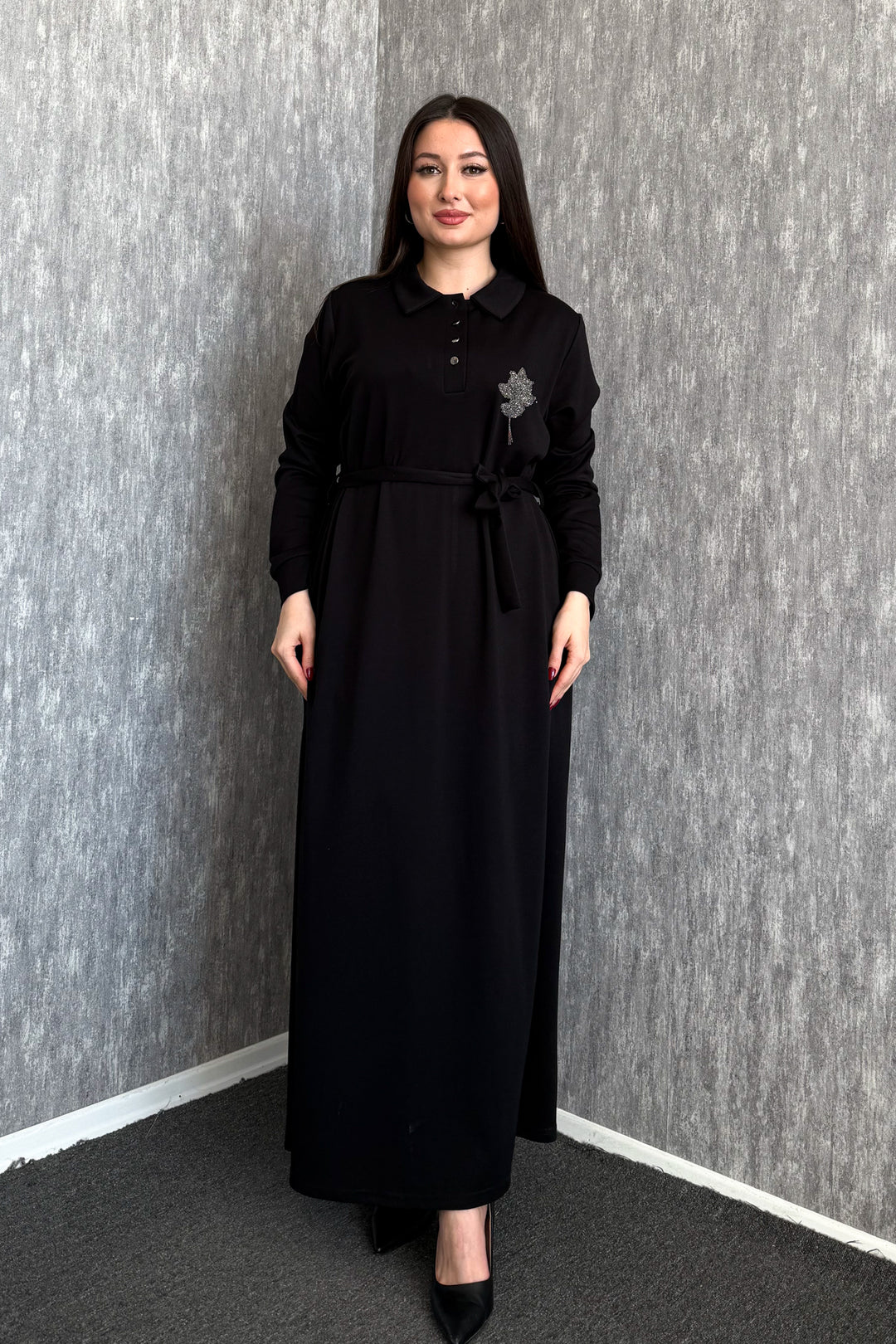 MPL Kadın Yaka Çıtçıtlı Kuşaklı Elbise 7586 - Ostend