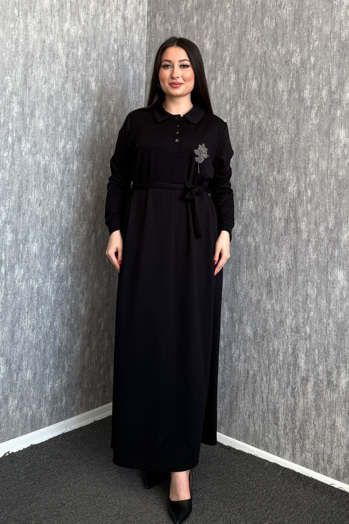 MPL Kadın Yaka Çıtçıtlı Kuşaklı Elbise 7586 - Ostend