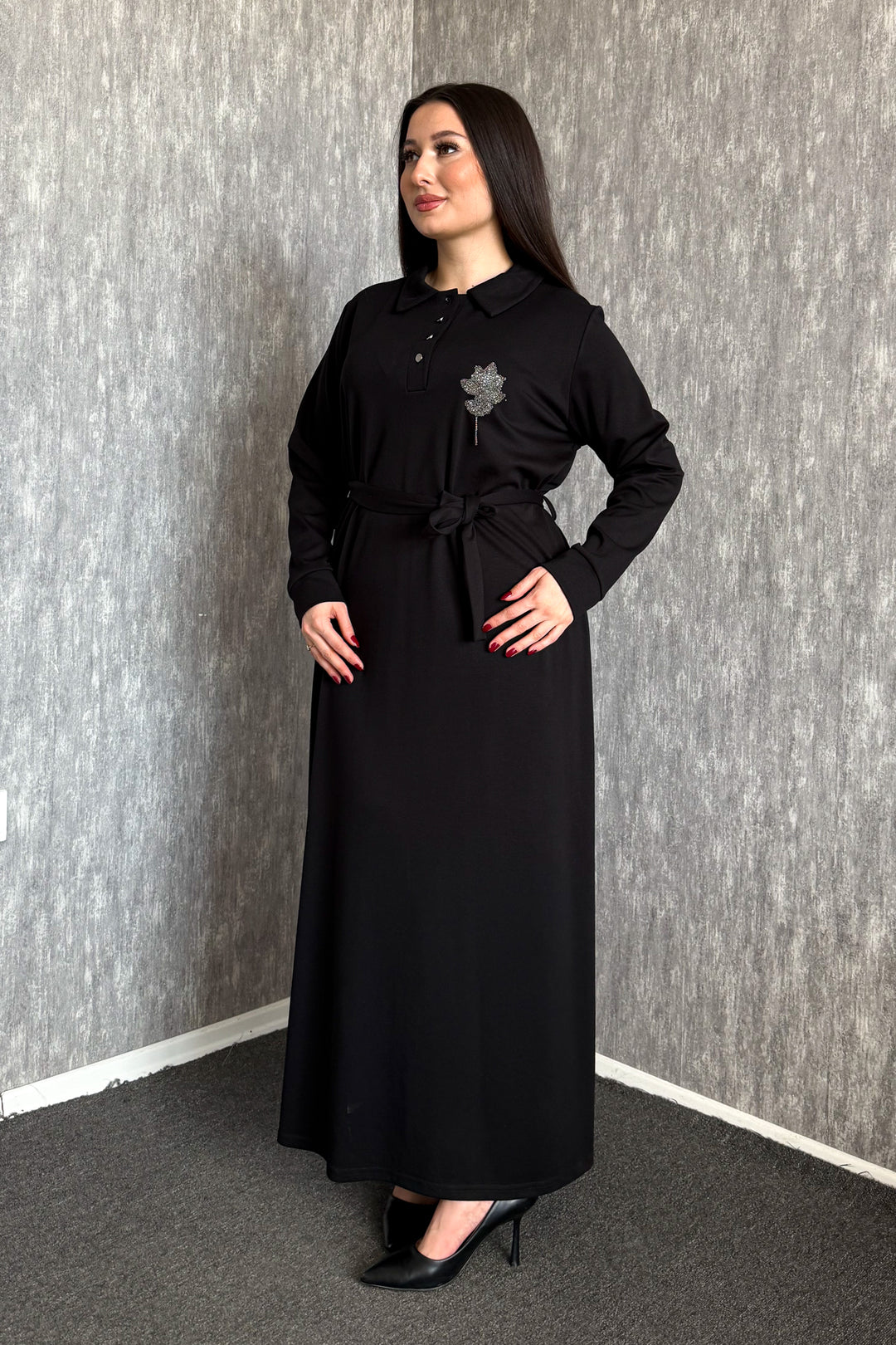 MPL Kadın Yaka Çıtçıtlı Kuşaklı Elbise 7586 - Ostend