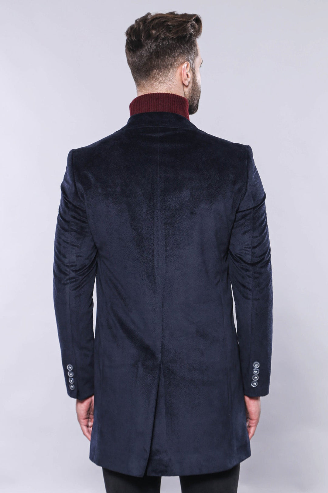 WSS Wide Lapel Cachet Navy Blue Men Coat  - Linton Hall