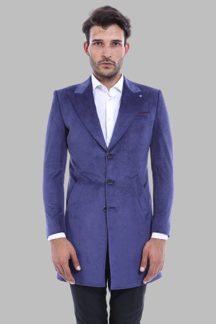 WSS Peak Lapel Blue Men Coat  - Erlangen