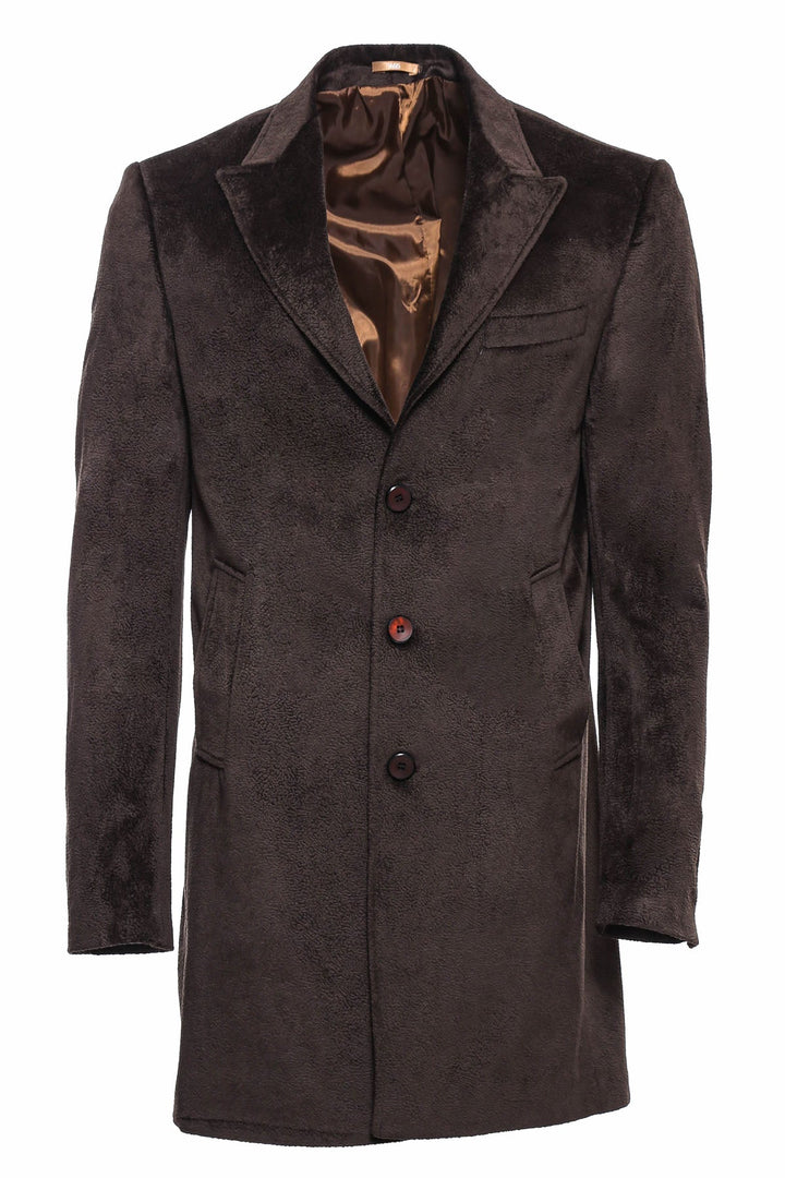 WSS Peak Lapel Brown Men Coat  - Singen