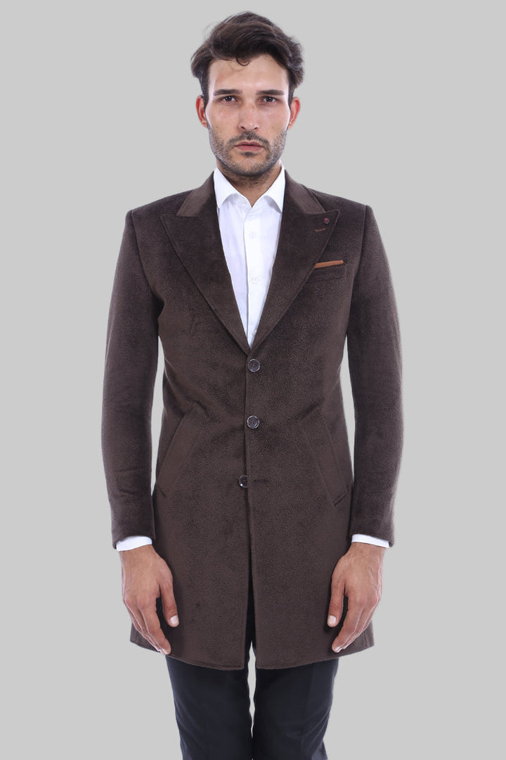 WSS Peak Lapel Brown Men Coat  - Wolfsburg
