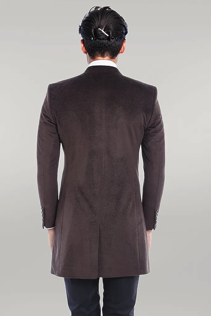 WSS Peak Lapel Brown Men Coat  - Singen