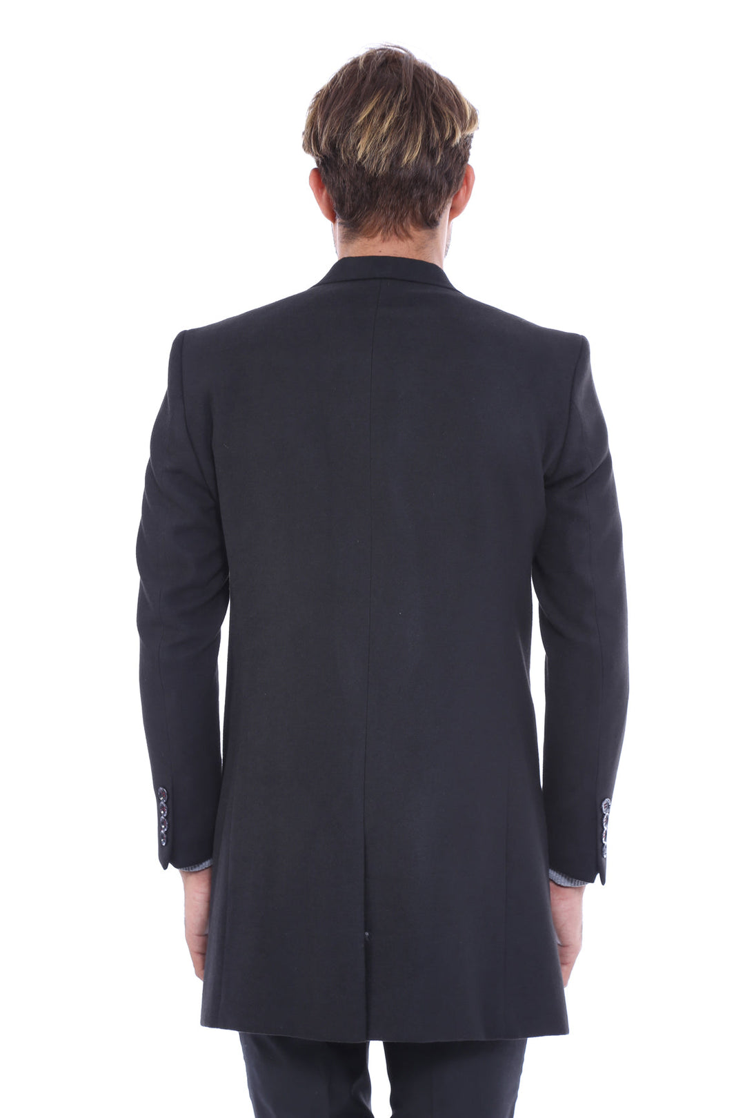 WSS Wide Pointed Collar Over Knee Black Men Coat  - Surbiton