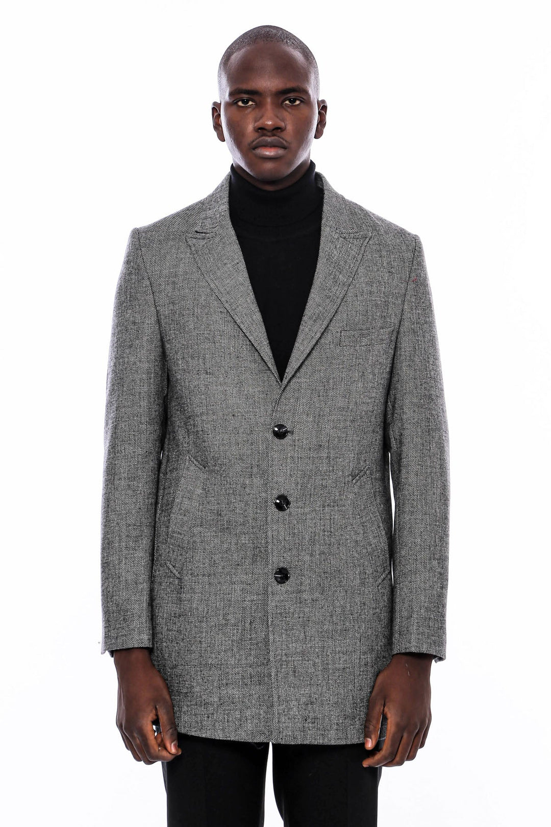 WSS Peak Lapel Grey Men Short Coat  - Lüdenscheid