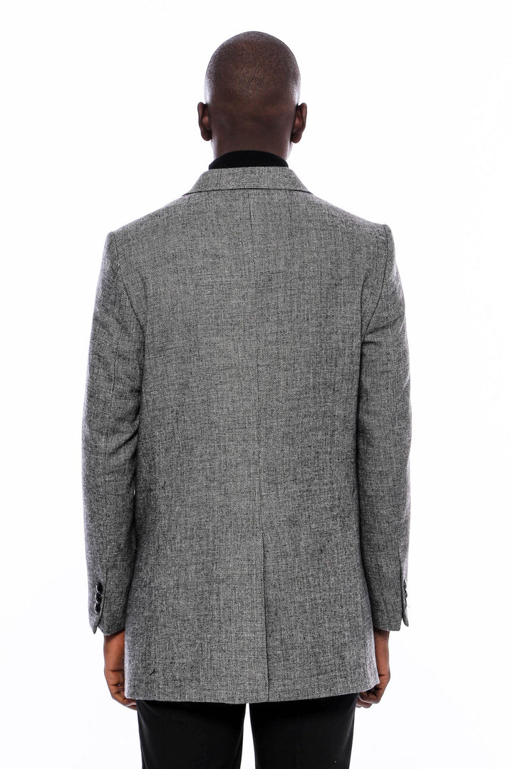 WSS Peak Lapel Grey Men Short Coat  - Lüdenscheid