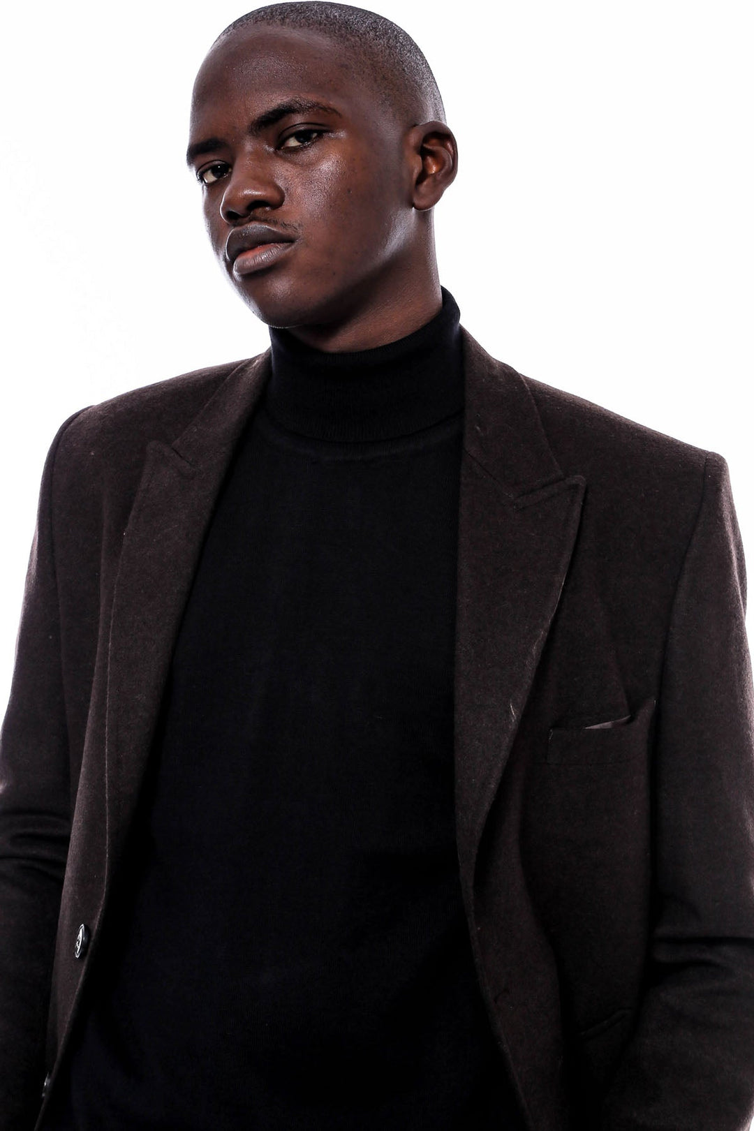 WSS Wide Pointed Collar Over Knee Brown Men Coat  - Rocky Mount