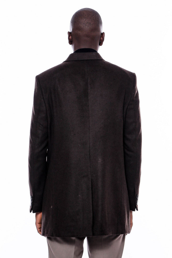 WSS Wide Pointed Collar Over Knee Brown Men Coat  - Rocky Mount