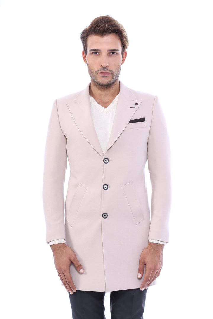 WSS Beige Men Long Coat  - Pola de Siero