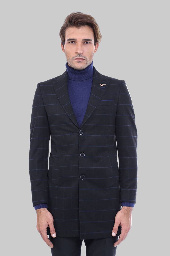 WSS Wide Pointed Collar Black Men Coat  - Vlaardingen