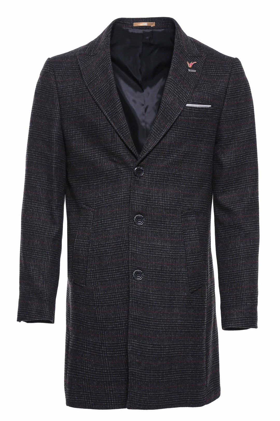 WSS Wide Pointed Collar Anthracitic Plaid Coat  - Singen