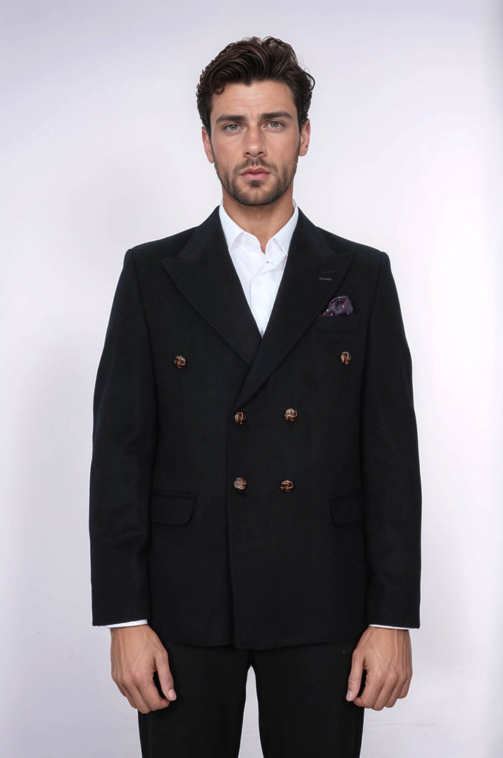 WSS Mens Double Breasted Slim Fit Black Blazer  - Prattville