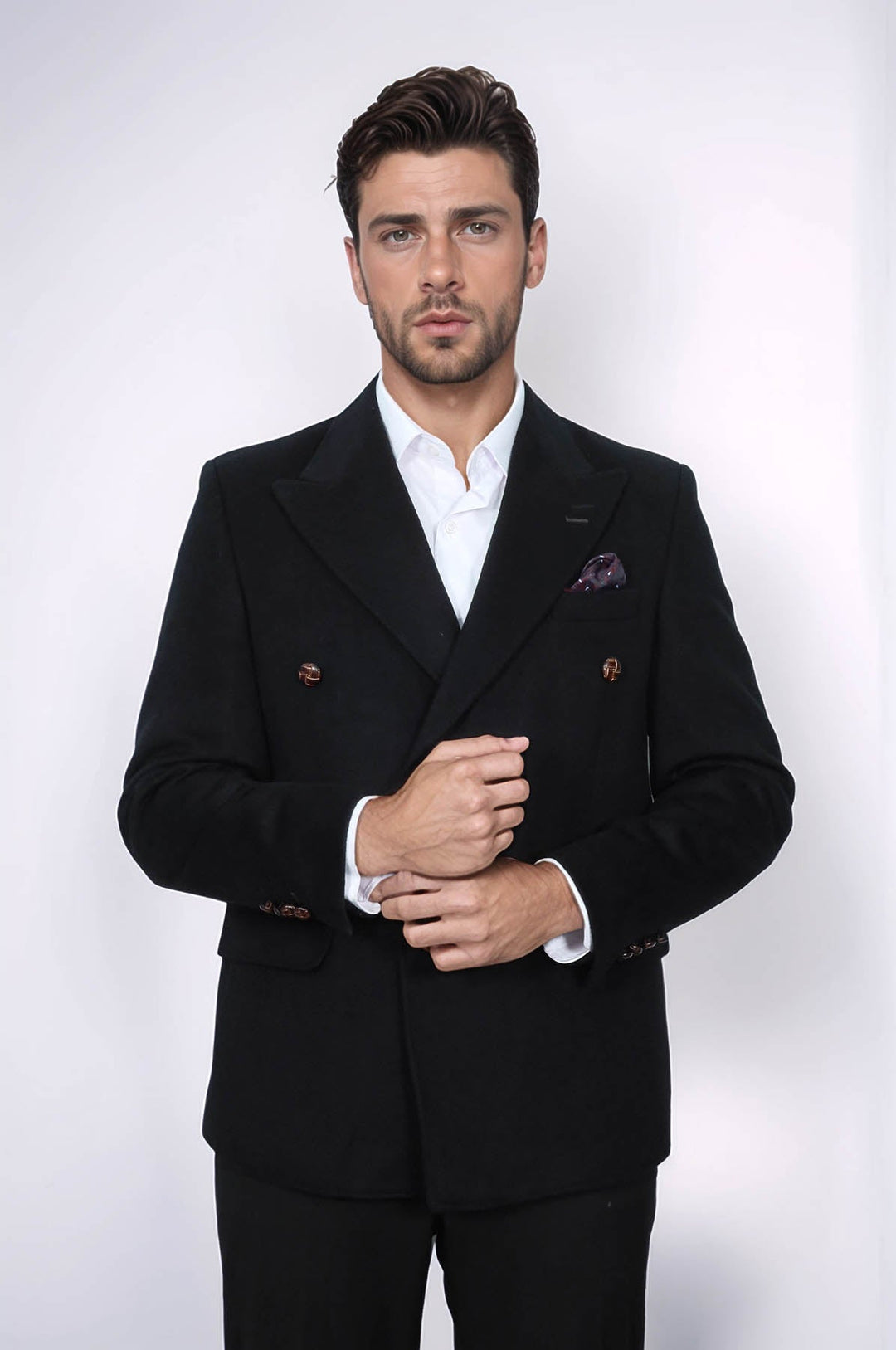 WSS Mens Double Breasted Slim Fit Black Blazer  - Prattville