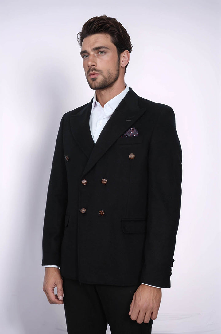 WSS Mens Double Breasted Slim Fit Black Blazer  - Prattville