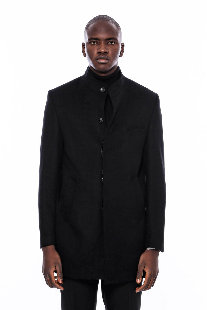 WSS Mandarin Collar Men's Long Coat  - Kallithéa