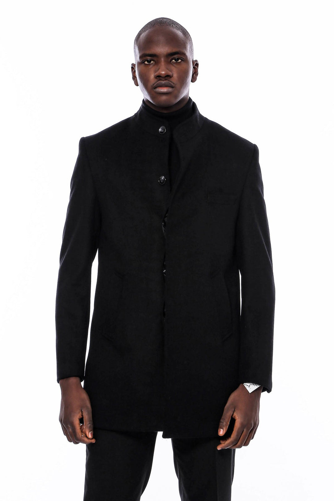 WSS Mandarin Collar Men's Long Coat  - Kallithéa