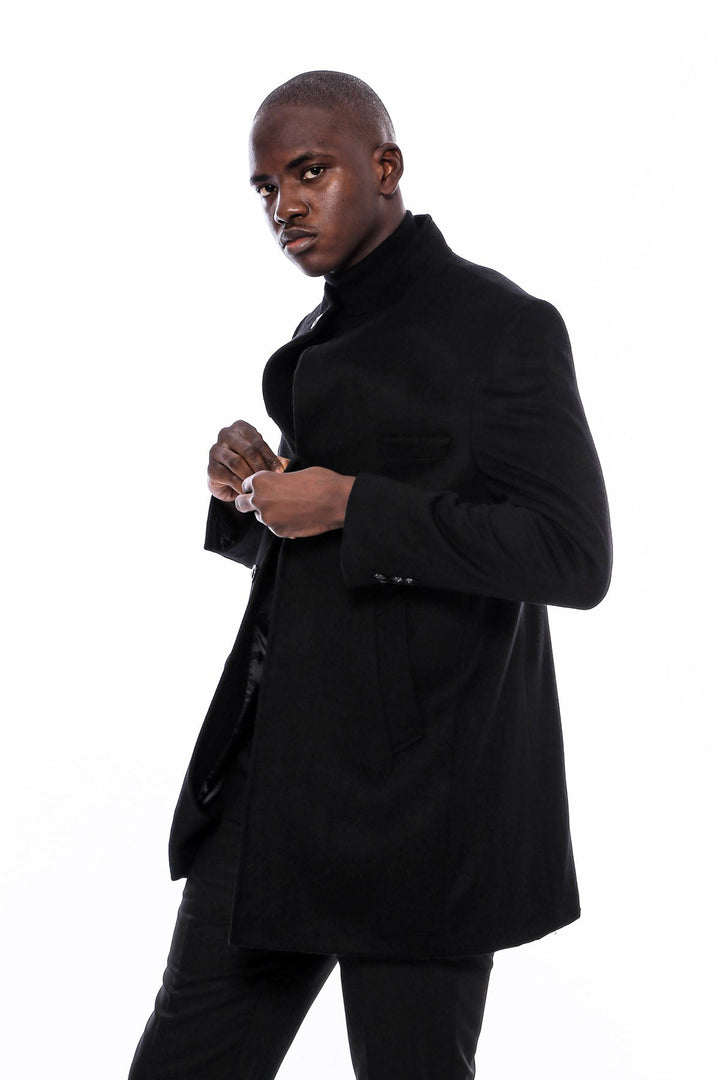 WSS Mandarin Collar Men's Long Coat  - Kallithéa