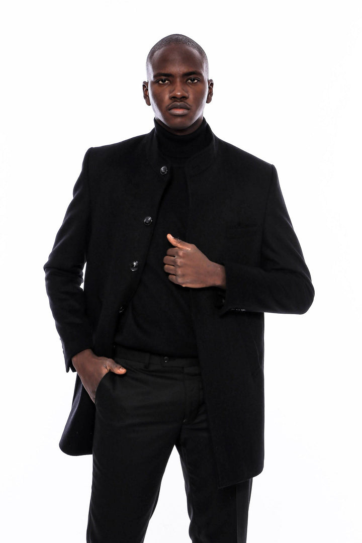 WSS Mandarin Collar Men's Long Coat  - Kallithéa