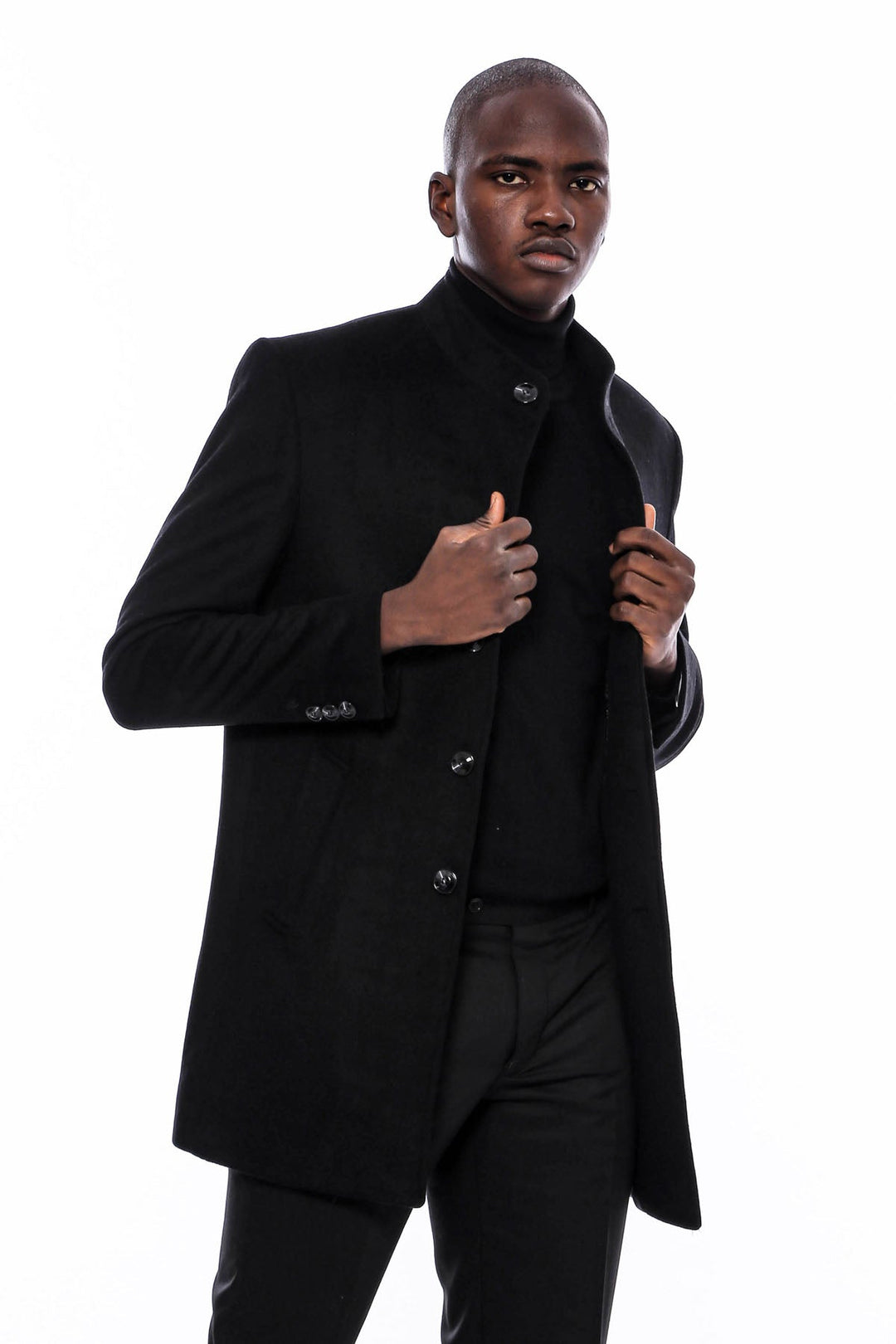 WSS Mandarin Collar Men's Long Coat  - Kallithéa